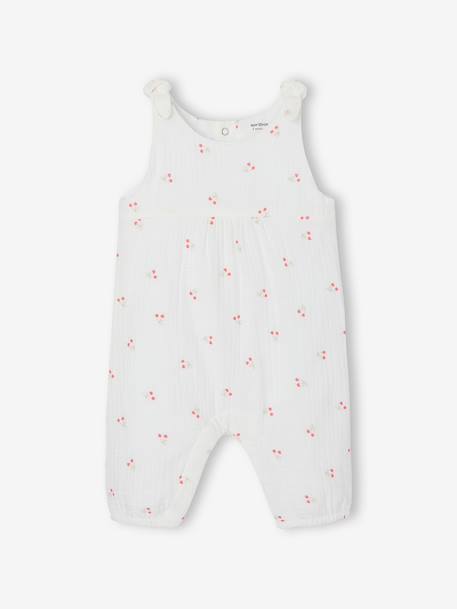 Combinaison bébé naissance en gaze de coton beige+écru+tilleul imprimé - vertbaudet enfant 