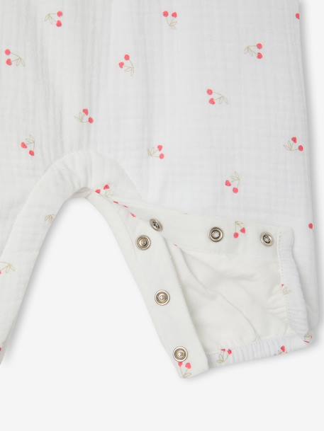 Combinaison bébé naissance en gaze de coton beige+écru+tilleul imprimé - vertbaudet enfant 
