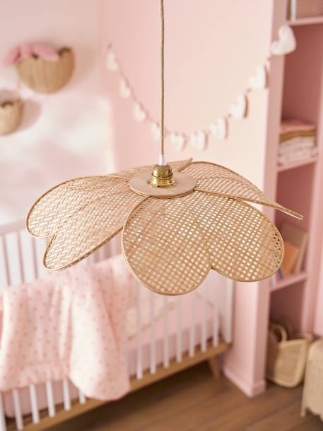 Lampenkap voor hanglamp met bloem van gevlochten bamboe beige - vertbaudet enfant 