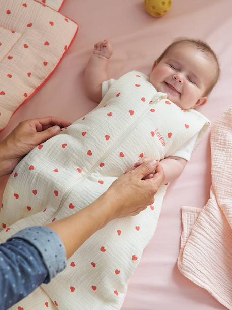 Gigoteuse en gaze de coton bio personnalisable MON CŒUR écru - vertbaudet enfant 