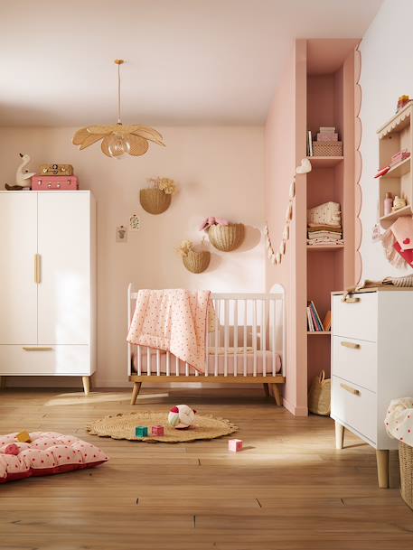 Lit bébé à barreaux LIGNE CONFETTI BLANC+vert - vertbaudet enfant 