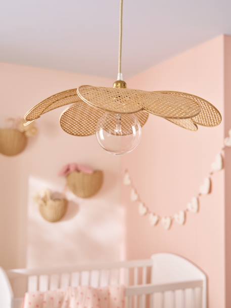Lampenkap voor hanglamp met bloem van gevlochten bamboe beige - vertbaudet enfant 