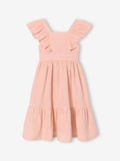 -Robe fille mi-longue gaze de coton