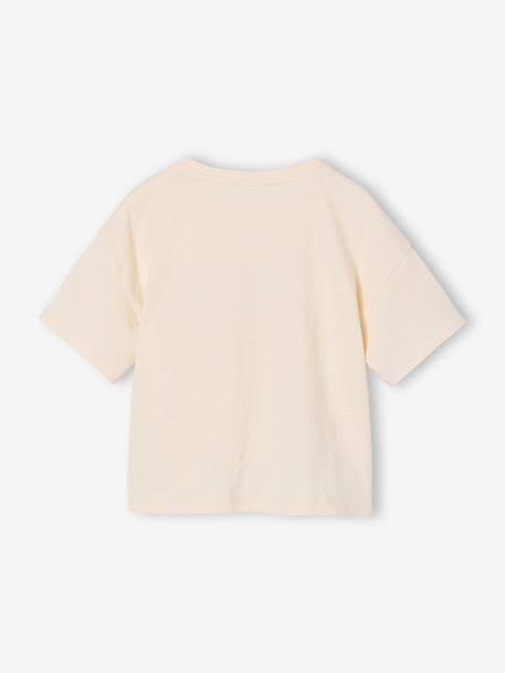 T-shirt manches courtes fille écru+kaki - vertbaudet enfant 