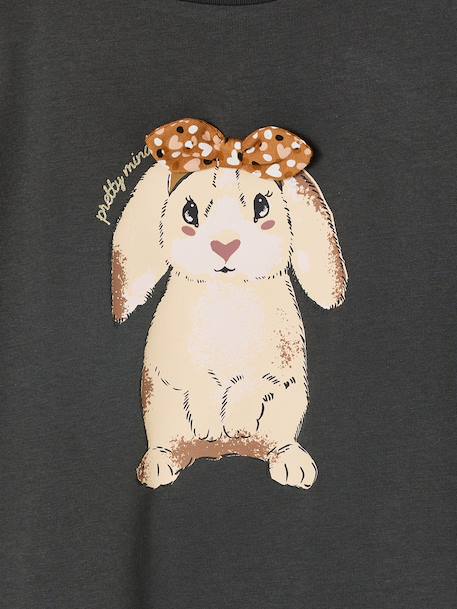 T-shirt fille motif fantaisie manches courtes volantées anthracite+jaune pâle+marine+rose pâle - vertbaudet enfant 