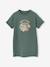 Robe fille en molleton léger motif gris chiné+rayé bleu+vert+vert sauge - vertbaudet enfant 