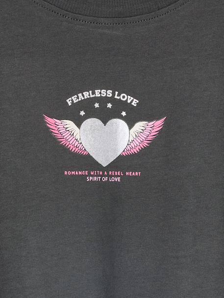 T-shirt fille imprimé manches courtes anthracite+beige+jaune pâle+sable - vertbaudet enfant 