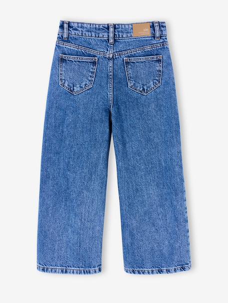 Wijde jeans voor meisjes Susan geborduurd donkerblauw+gebleekt denim+jeansblauw+middenblauw - vertbaudet enfant 