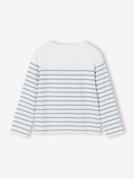 Tee-shirt marinière fille manches longues prune+rayé bleu+vert sauge - vertbaudet enfant 