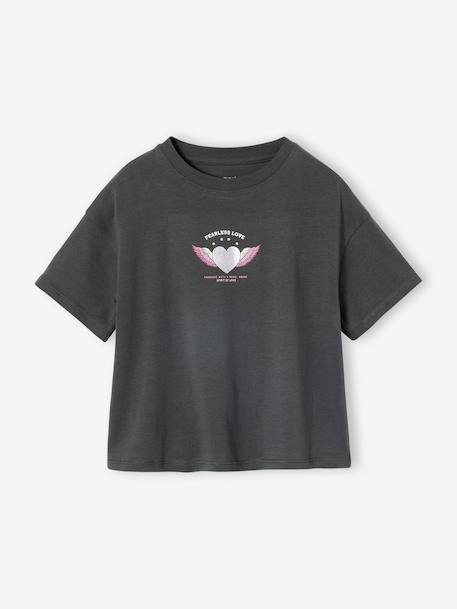 Fille-T-shirt, sous-pull-T-shirt fille imprimé manches courtes 