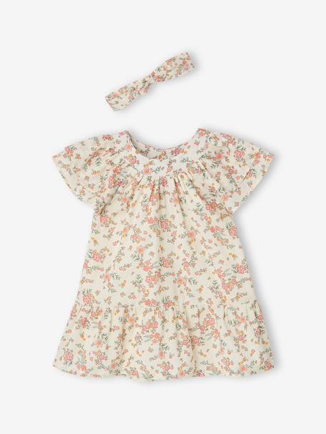 Babyset met jurk slip en haarband ecru - vertbaudet enfant 