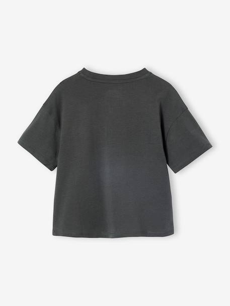 T-shirt fille imprimé manches courtes anthracite+beige+jaune pâle+sable - vertbaudet enfant 
