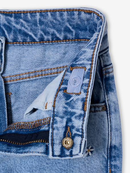 Jean large fille brodé bleu foncé+bleu jean+bleu moyen+denim bleached - vertbaudet enfant 
