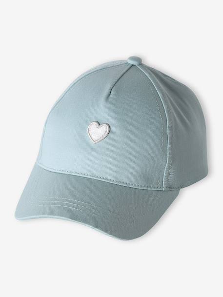 Casquette enfant fille coeur brodé bleu pâle+vert d'eau - vertbaudet enfant 