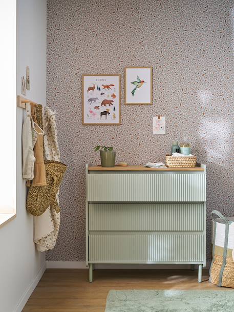 Houten commode met gegroefde laden groen - vertbaudet enfant 