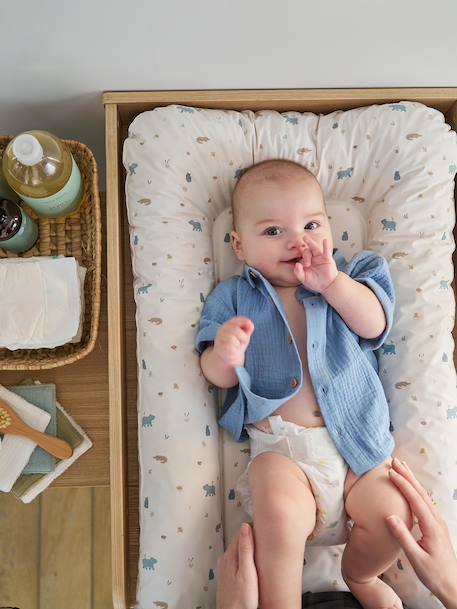 Verschoningsmatras VERTBAUDET  Leeuwen welp beige, bedrukt+ecru+groen, bedrukt+WIT GEDRUKTE - vertbaudet enfant 
