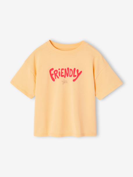 T-shirt fille imprimé manches courtes anthracite+beige+jaune pâle+sable - vertbaudet enfant 