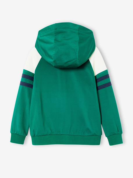 Sportsweater met raglanmouwen en ritssluiting voor jongens groen+marineblauw+pecannoot - vertbaudet enfant 
