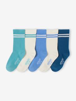 -Lot de 5 paires de chaussettes côtelées rayées garçon