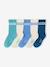Lot de 5 paires de chaussettes côtelées rayées garçon bleu+bleu ciel+bleu grisé+marine - vertbaudet enfant 
