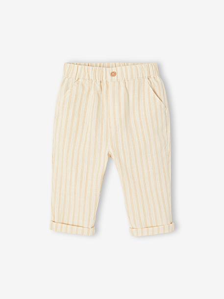 Pantalon bébé garçon rayé rayé beige - vertbaudet enfant 
