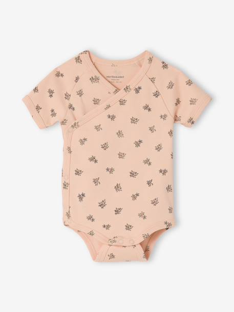 Lot 5 bodies manches courtes fleuris rose - vertbaudet enfant 