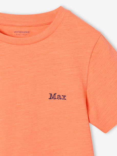 Personaliseerbare gekleurd jongensshirt met korte mouwen BLAUW+mango+rood+salie+wit - vertbaudet enfant 