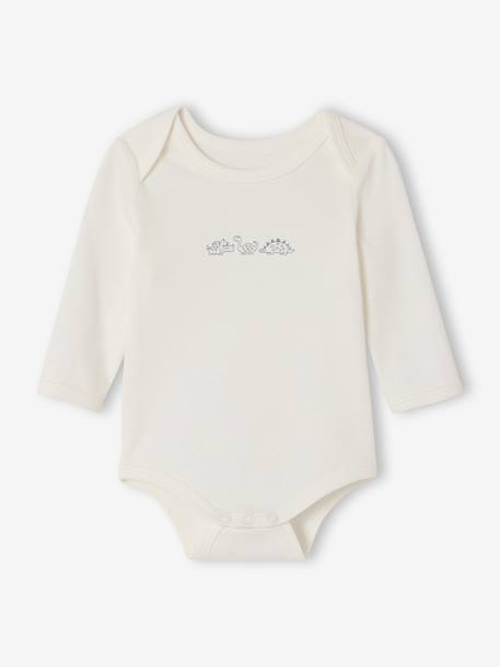 Lot 5 bodies manches longue Dinosaures kaki - vertbaudet enfant 
