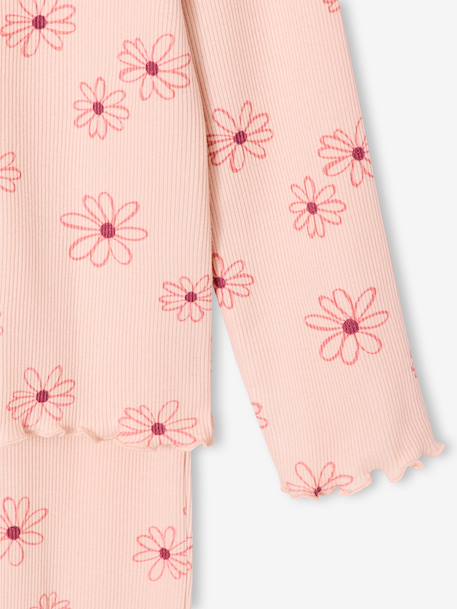Pyjama fille à fleurs rose pâle - vertbaudet enfant 