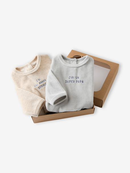 Coffret 2 pyjamas bébé garçon en velours bleu glacier - vertbaudet enfant 