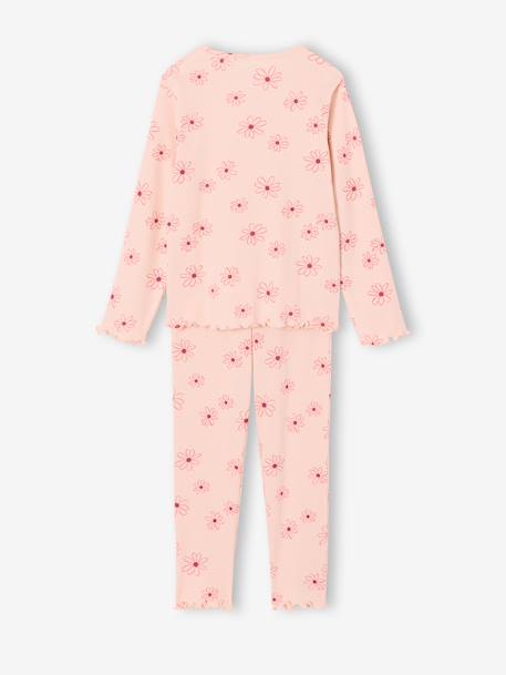 Pyjama fille à fleurs rose pâle - vertbaudet enfant 