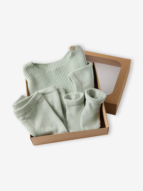 Ensemble bébé garçon tricot 3 pièces vert sauge - vertbaudet enfant 