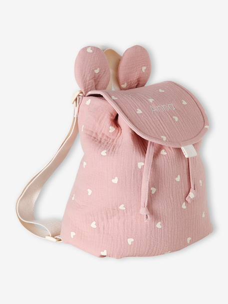 Sac à dos personnalisable en gaze de coton animation oreilles bleu nuit+multicolore+rose+rose poudré+vanille+vert sauge - vertbaudet enfant 