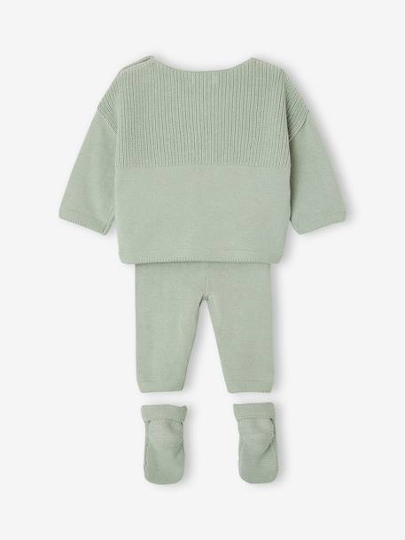 Babyset voor babyjongens, 3-delig, gebreid saliegroen - vertbaudet enfant 