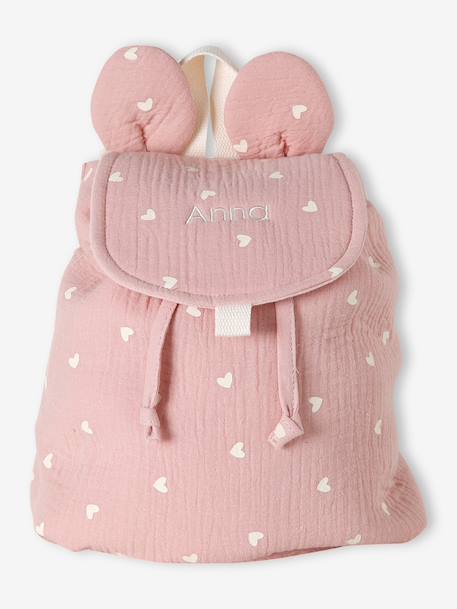 Sac à dos personnalisable en gaze de coton animation oreilles bleu nuit+multicolore+rose+rose poudré+vanille+vert sauge - vertbaudet enfant 