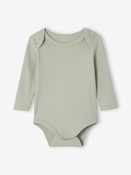 Lot 3 bodies bébé manches longue vert sauge - vertbaudet enfant 