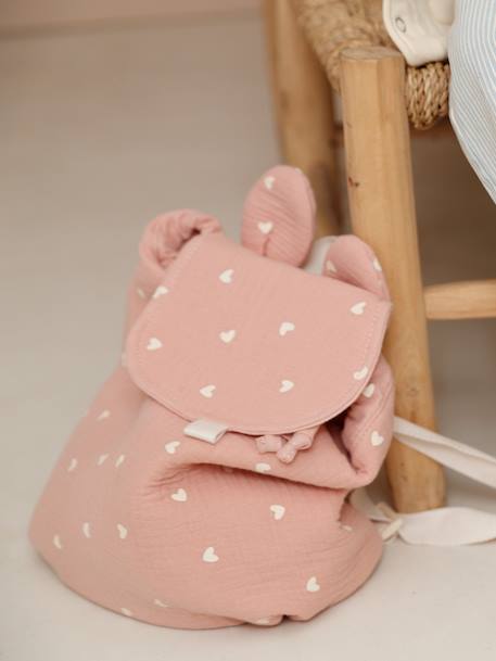 Sac à dos personnalisable en gaze de coton animation oreilles bleu nuit+multicolore+rose+rose poudré+vanille+vert sauge - vertbaudet enfant 
