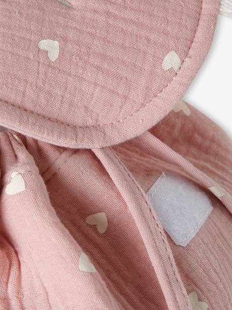Personaliseerbare rugzak voor kleuterschool in katoenen gaas met oortjes meerkleurig+nachtblauw+roze (poederkleur)+rozen+saliegroen+vanille - vertbaudet enfant 