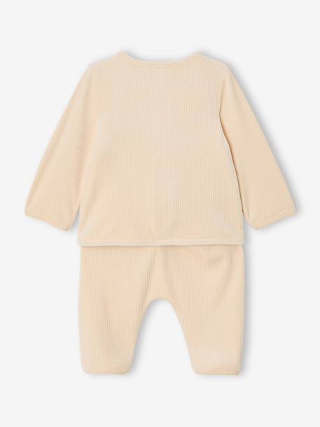 Ensemble naissance gilet et pantalon velours vanille - vertbaudet enfant 