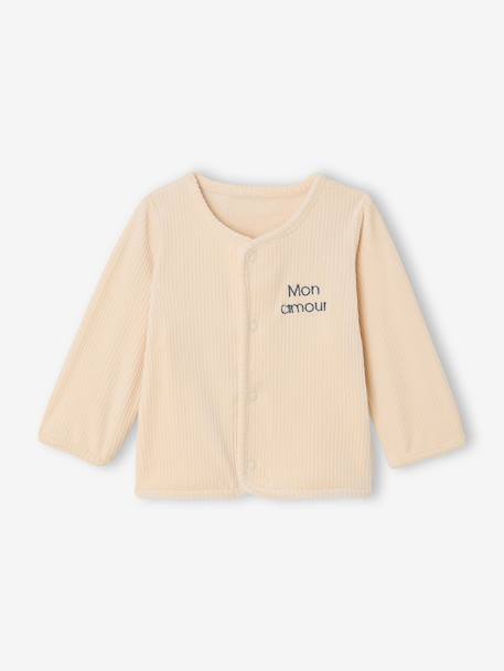 Babypakje vestje en broek fluweel / velours vanille - vertbaudet enfant 