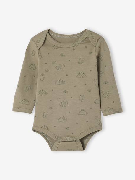 Lot 5 bodies manches longue Dinosaures kaki - vertbaudet enfant 