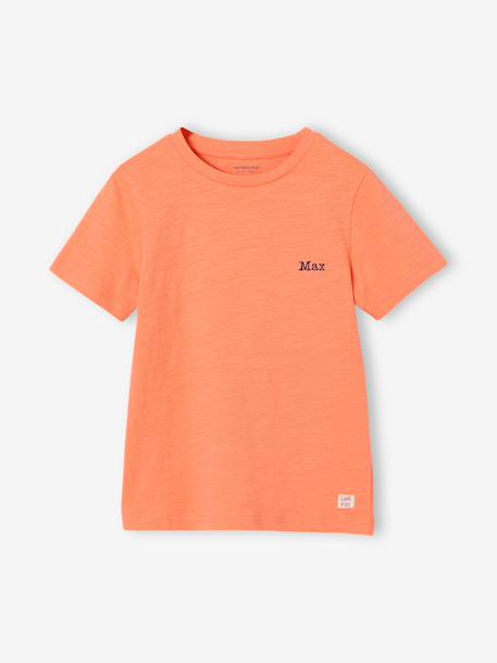 Personaliseerbare gekleurd jongensshirt met korte mouwen BLAUW+mango+rood+salie+wit - vertbaudet enfant 