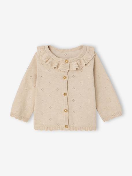 Coffret ensemble bébé fille tricot 3 pièces beige chiné - vertbaudet enfant 