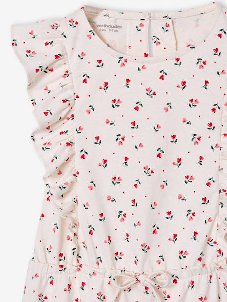 Robe fille imprimée manches volantées blanc imprimé+rose pâle+vert émeraude - vertbaudet enfant 