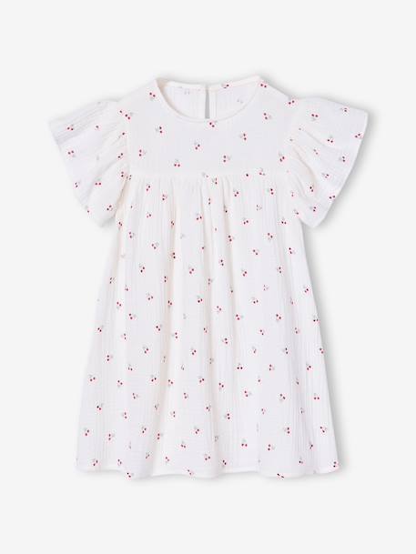 Fille-Robe fille en gaze de coton imprimée