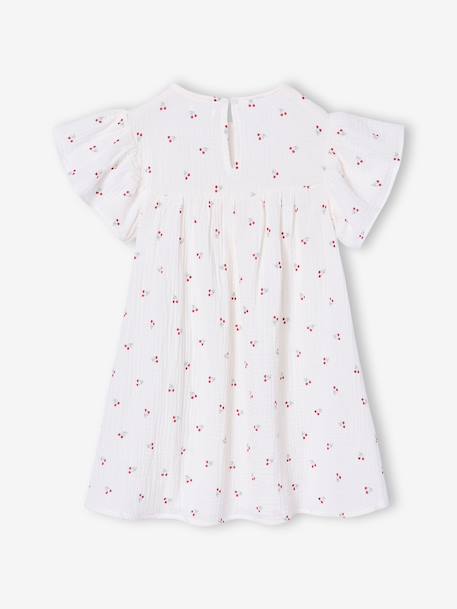 Robe fille en gaze de coton imprimée beige+beige imprimé+rose pâle+vanille - vertbaudet enfant 