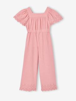 -Combinaison fille en gaze de coton avec broderie