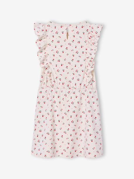 Robe fille imprimée manches volantées blanc imprimé+rose pâle+vert émeraude - vertbaudet enfant 