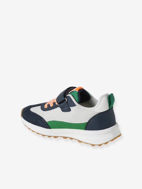 Kindersneakers met veters en klittenband, kleutercollectie blauw, bedrukt+kaki+veel beige+veel blauw - vertbaudet enfant 