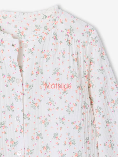 Chemise file gaze de coton imprimée personnalisable blanc imprimé+écru - vertbaudet enfant 